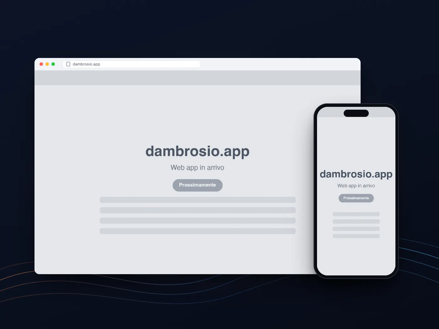 Anteprima grigia della web app dambrosio.app, in arrivo